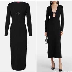 Staud Murphy ribbed-knit midi dress Black